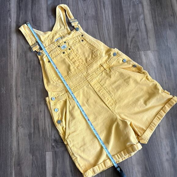 Vintage Calvin Klein Bib Overalls Shorts Women's Size M Yellow 1990s - Picture 5 of 8